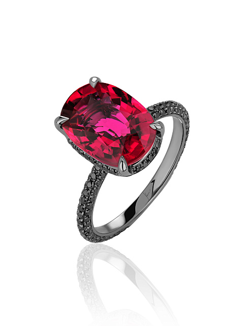 Black Gold & Rubellite Ring, 1