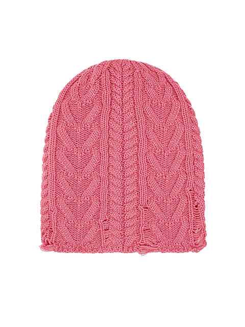 Bright Pink Distressed Cotton Beanie, 1 Bright Pink Distressed Cotton Beanie, 1