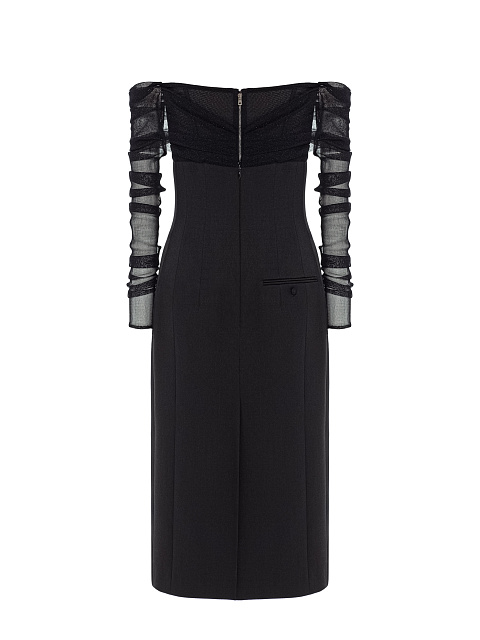Black midi dress with embroidery , 2