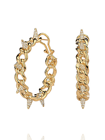 Yellow Diamond & Gold Hoop Earrings, 1