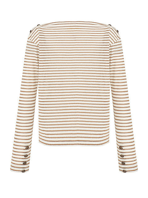 Beige & White Striped Longsleeve T-shirt, 2 Beige & White Striped Longsleeve T-shirt, 2