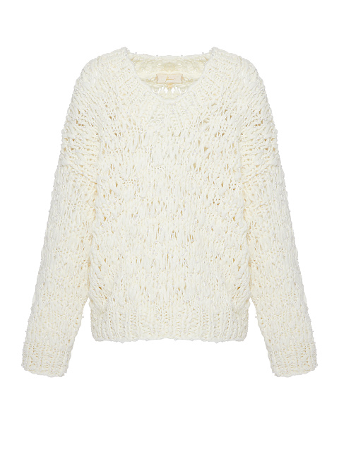 White Faux Pearl Cashmere Pullover, 1 White Faux Pearl Cashmere Pullover, 1