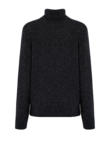 Men's Dark Grey Cashmere Turtleneck Sweater, 1