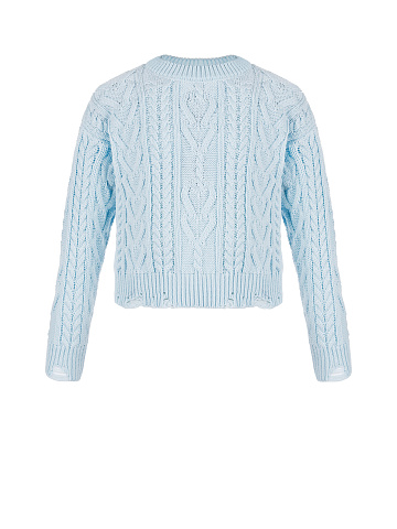 Kids Blue Cable Knit Cotton Mix Sweater, 1