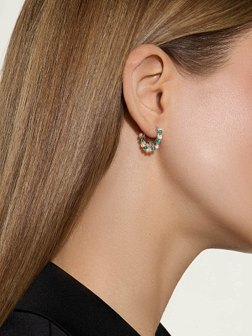 White gold hoops with emerald beads and diamonds, 2