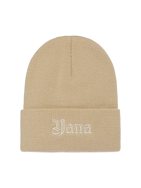 Beige "Yana" Embroidery Beanie, 1 Beige "Yana" Embroidery Beanie, 1
