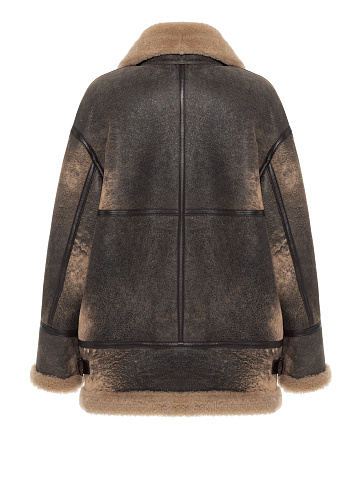 Brown shearling coat made of sheepskin, 2