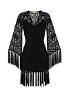 Черное кружевное платье-мини с бахромой