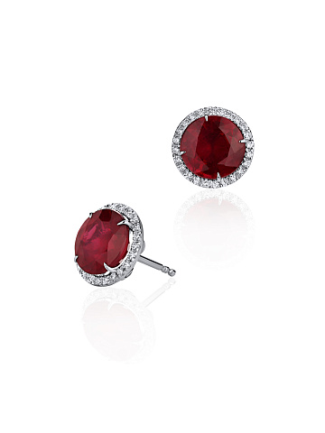 White Gold, Ruby & Diamonds Earrings, 1