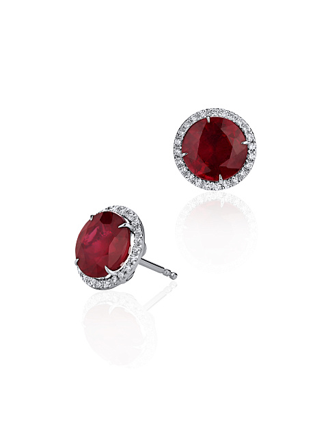 White Gold, Ruby & Diamonds Earrings, 1