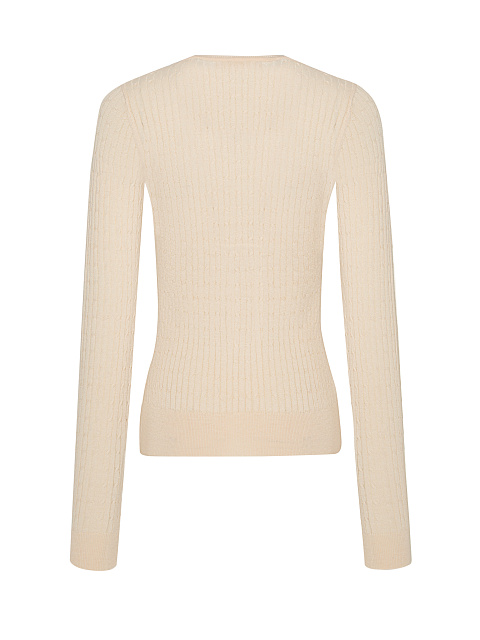 Beige Braided Cashmere V-neck Sweater, 2 Beige Braided Cashmere V-neck Sweater, 2