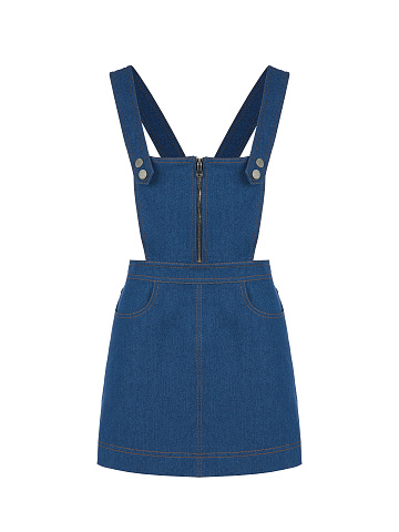 Blue Denim Suspender Skirt, 1