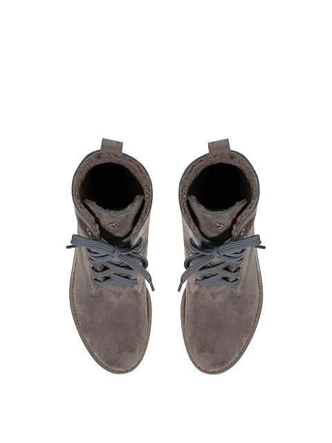 Grey Velour & Fur Lace Up Boots, 4