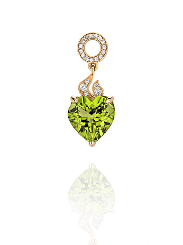 Gold & Heart Cut Peridot Hoop Pendant, 1