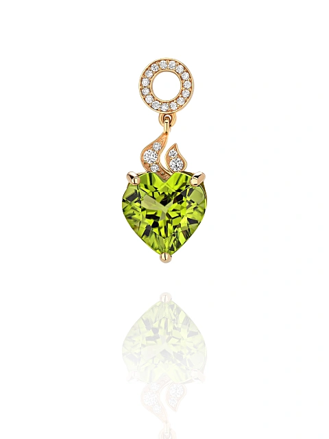 Gold & Heart Cut Peridot Hoop Pendant, 1