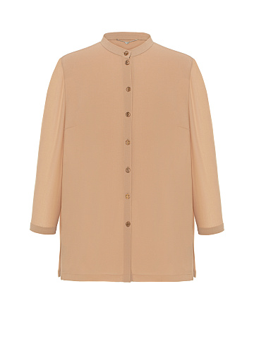 Beige Embroidered Chiffon Shirt, 1