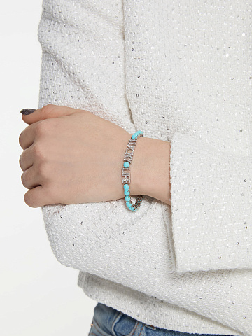 White gold bracelet with Arizona turquoise, 2