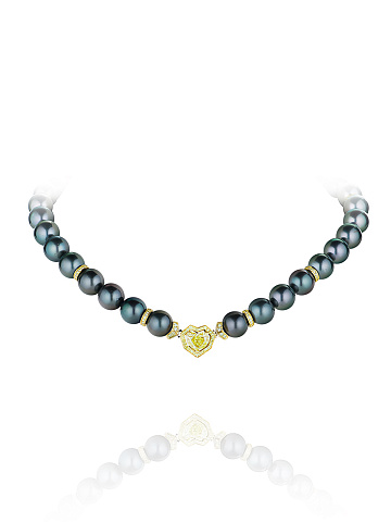 Gold Pearl & Diamond Necklace, 1