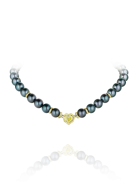 Gold Pearl & Diamond Necklace, 1