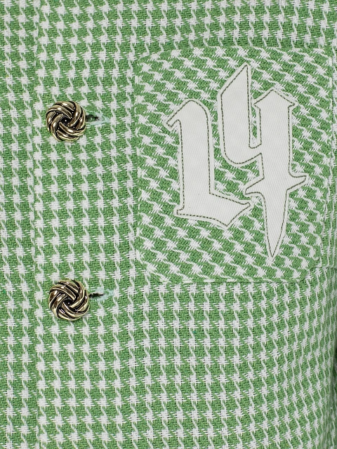 Green & White Cropped Tweed Jacket, 3 Green & White Cropped Tweed Jacket, 3