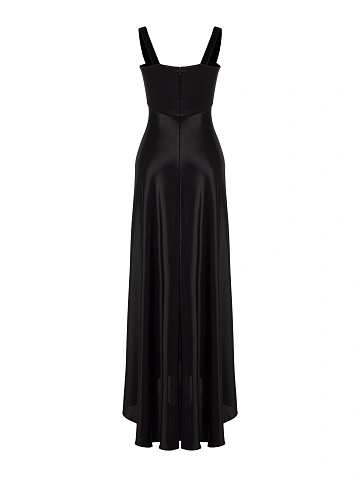 Black Rose Cut Out Silk Maxi Dress, 2