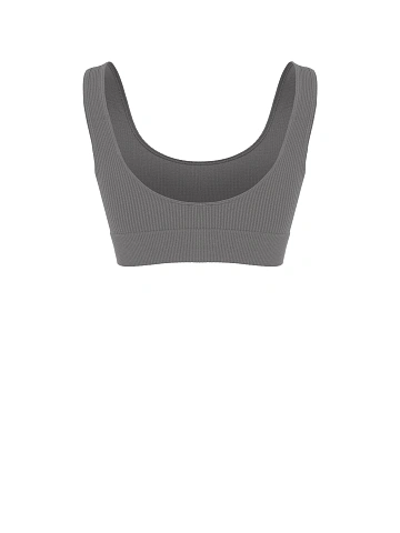 Grey Ribbed Jersey Sports Bra, 2