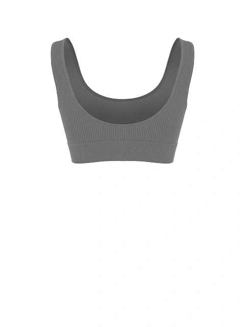 Grey Ribbed Jersey Sports Bra, 2 Grey Ribbed Jersey Sports Bra, 2