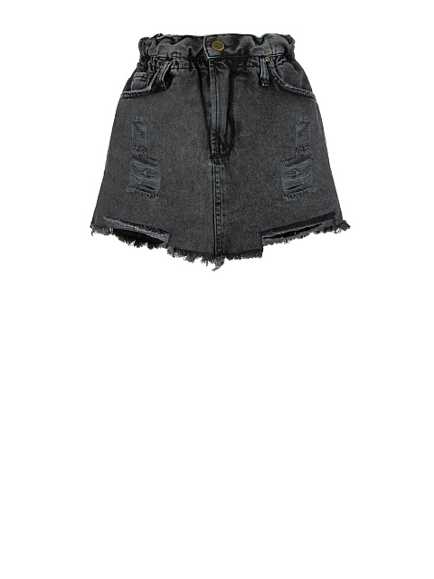 Dark Gray Denim Miniskirt With Holes, 1