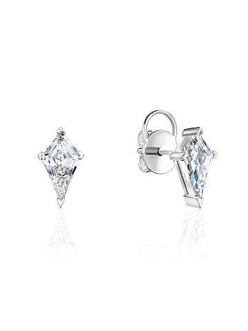 White gold stud earrings with fancy-cut diamonds, 1