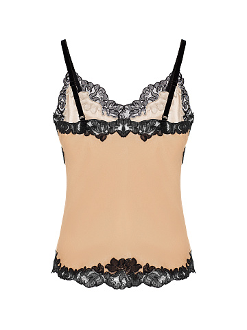 Beige Lace Trim Velvet Top, 2