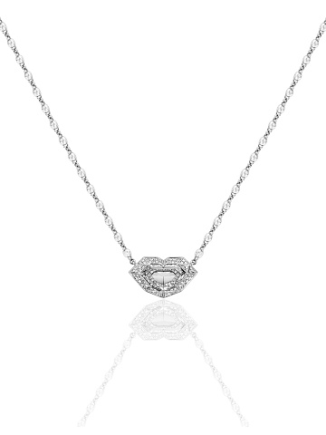 White Gold & Diamonds Lips Necklace, 1