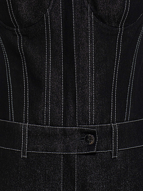 Black denim jumpsuit with coating, 3 Black denim jumpsuit with coating, 3
