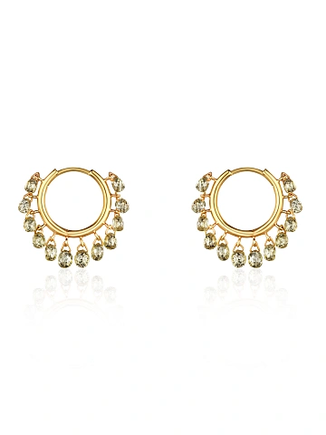 Small yellow gold hoops with briolette-cut diamonds, 1