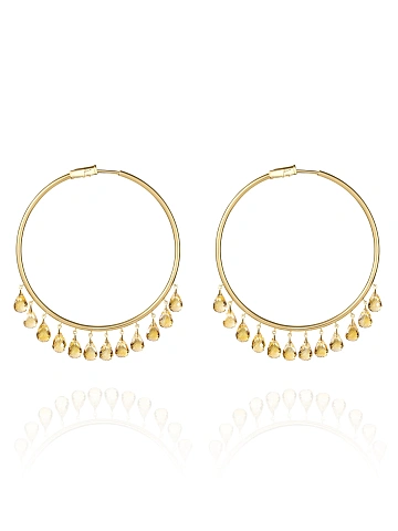 Briolette Citrine & Gold Hoop Earrings, 1