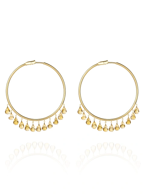 Briolette Citrine & Gold Hoop Earrings, 1