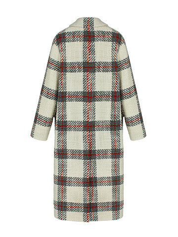 White Oversized Check Wool Coat, 2