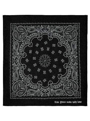 Black Cotton Paisley Printed Bandana, 1