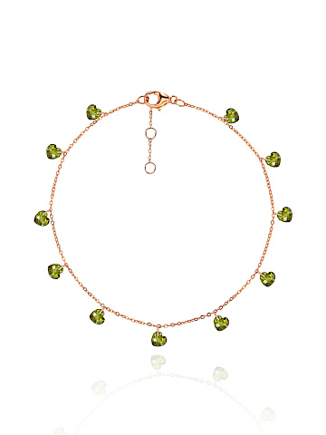 Rose Silver & Heart Shaped Cubic Zirkonia Anklet, 1