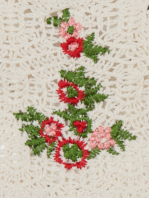 Flower Embroidered Ivory Knitted Top, 3 Flower Embroidered Ivory Knitted Top, 3