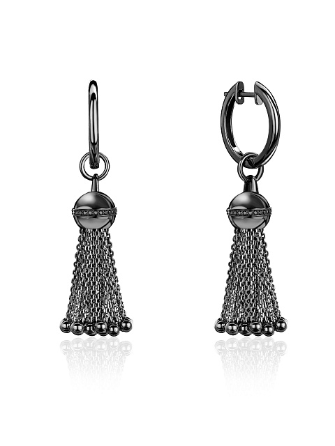 Small oxidized gold hoops with tassels, 1