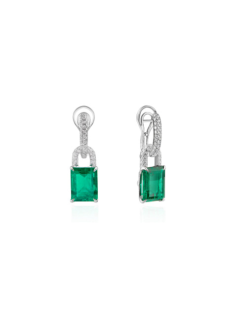 White gold transformer earrings with Colombian emeralds and diamonds, 7