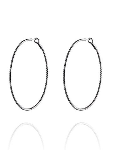 Black Gold & Diamonds Large Hoop Earrings, 1