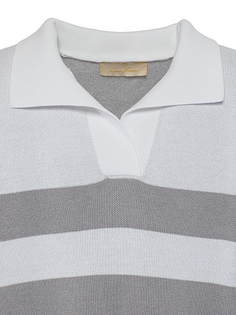 White & Grey Striped Cotton Pullover, 3 White & Grey Striped Cotton Pullover, 3