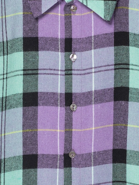 Purple & Mint Green Cut Out Check Shirt, 4 Purple & Mint Green Cut Out Check Shirt, 4