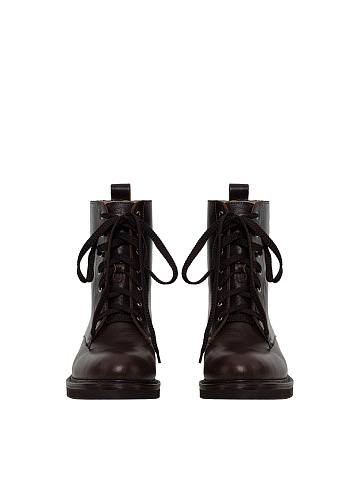 Dark brown leather lace-up boots, 2