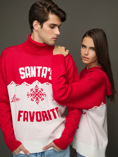Red & White Santa's Favorite Hooded Sweater, 10 Red & White Santa's Favorite Hooded Sweater, 10