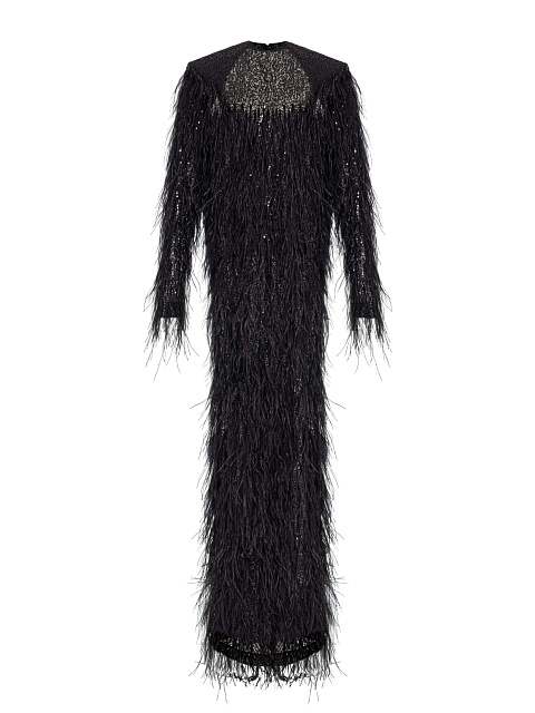 Maxi dress with ostrich feathers, 1 Maxi dress with ostrich feathers, 1