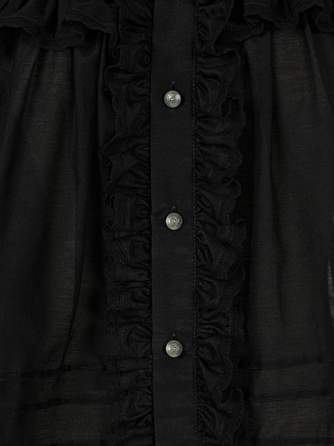 Black Ruffle Cotton Blouse, 3 Black Ruffle Cotton Blouse, 3