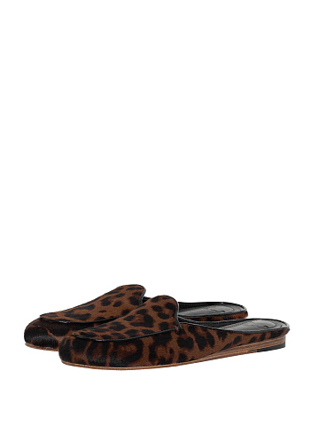 Leopard Print Leather Mules, 1