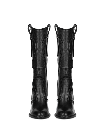 Black Leather High Heel Boots, 2